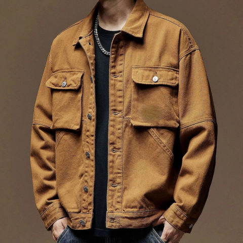 Men's retro pocket jacket modern slim silhouette versatile smart-casual everyday style with vintage charm