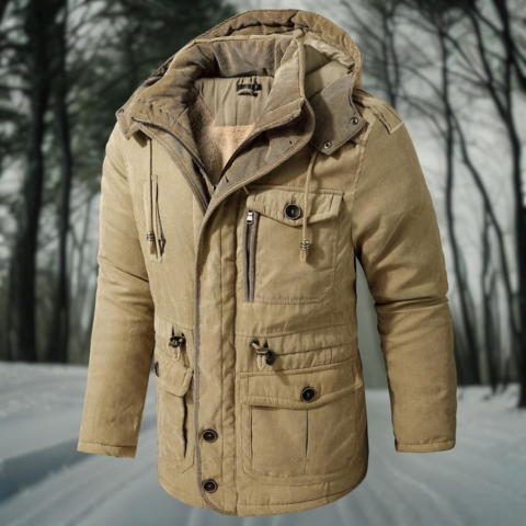 Jackson men's elegant weatherproof winter jacket with adjustable hood for outdoor warmth