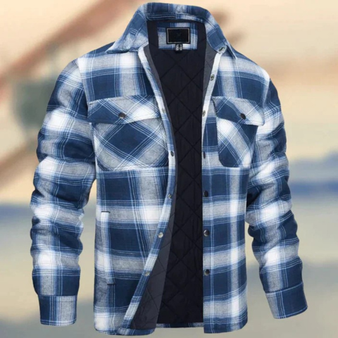 Men's checkered jacket with quilted insulation, lightweight design for everyday style and warmth