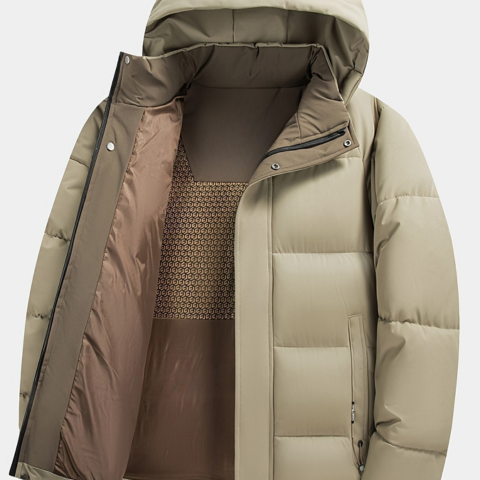 Valérian men's hooded winter jacket black sleek modern silhouette thick insulation premium warmth
