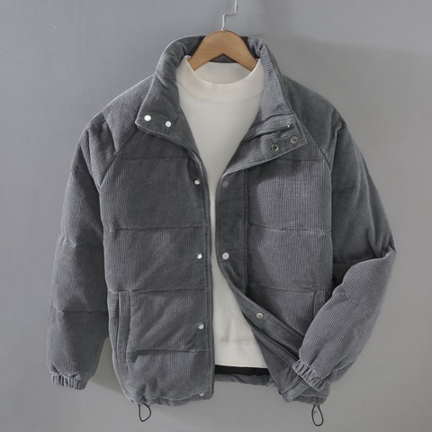 Men's casual fitted jacket with high collar in versatile neutral tone for urban everyday style
