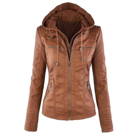 Women's fitted hooded jacket tailored silhouette urban style with integrated hood mid-season essential