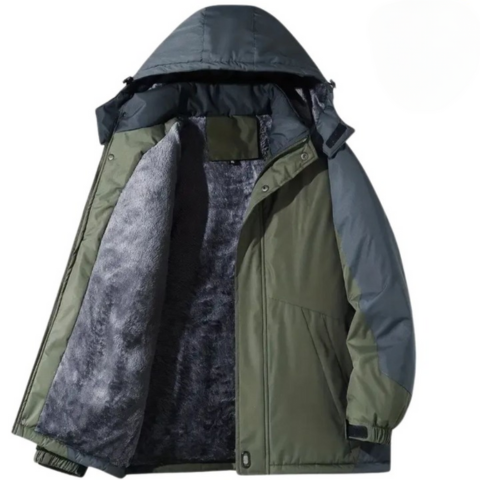 Nevio men's weatherproof insulated hiking jacket in neutral tone with modern slim silhouette
