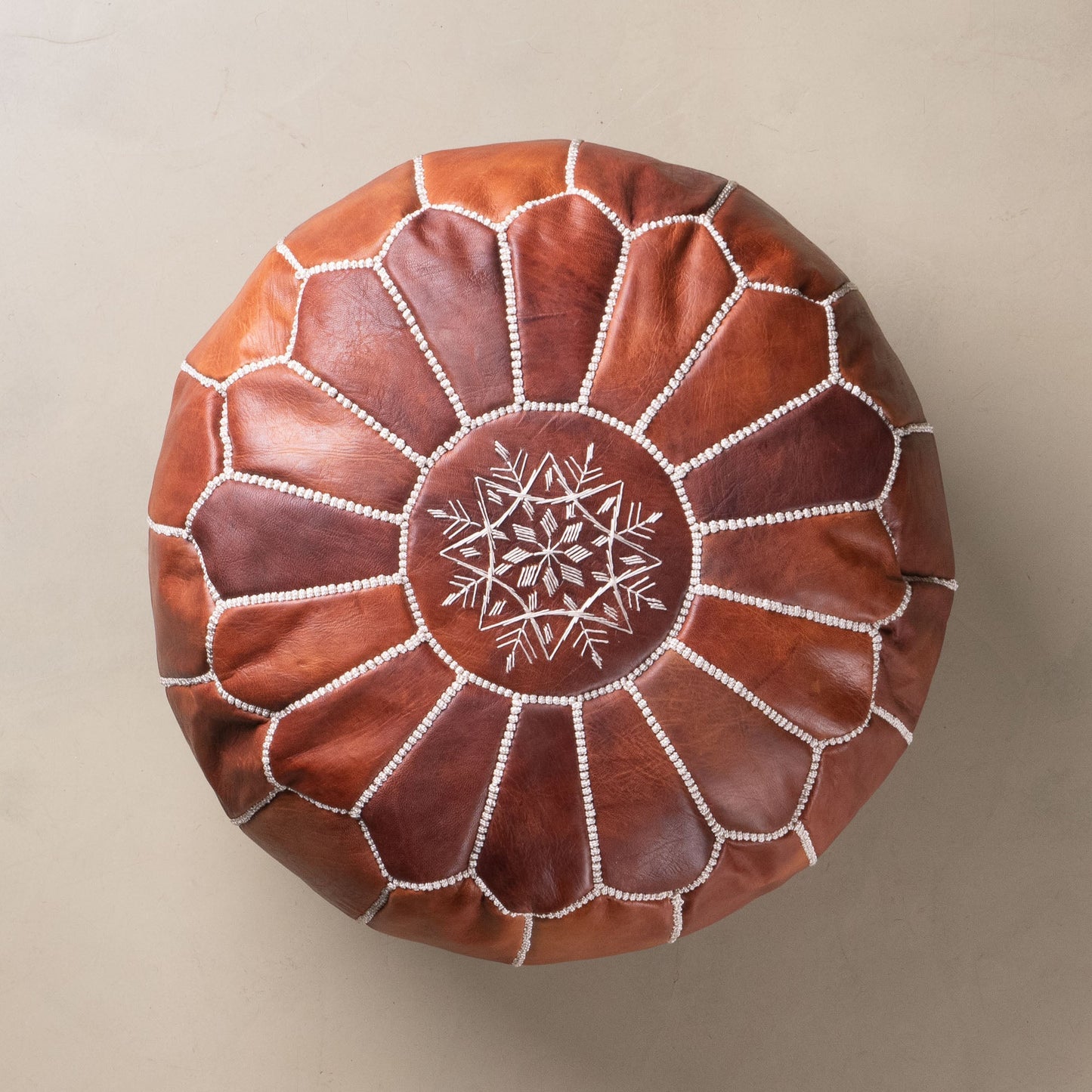 Authentic Moroccan Leather Pouf - Chocolate - Urbann-Vibe
