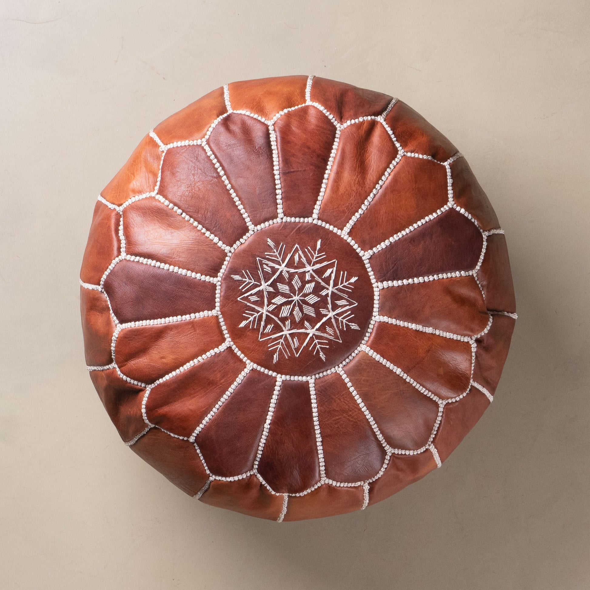 Authentic Moroccan Leather Pouf - Chocolate - Urbann-Vibe