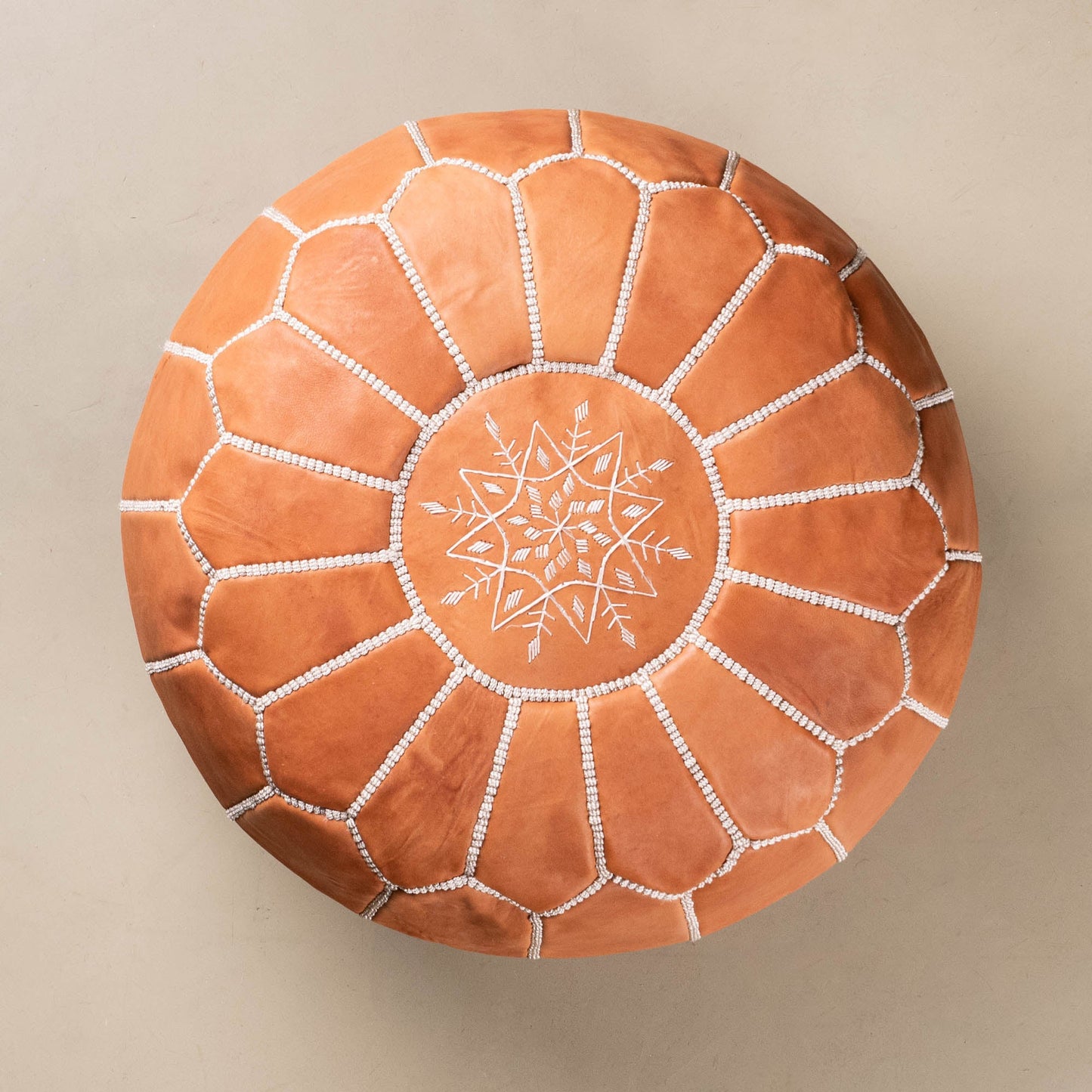Authentic Moroccan Leather Pouf - Brown - Urbann-Vibe