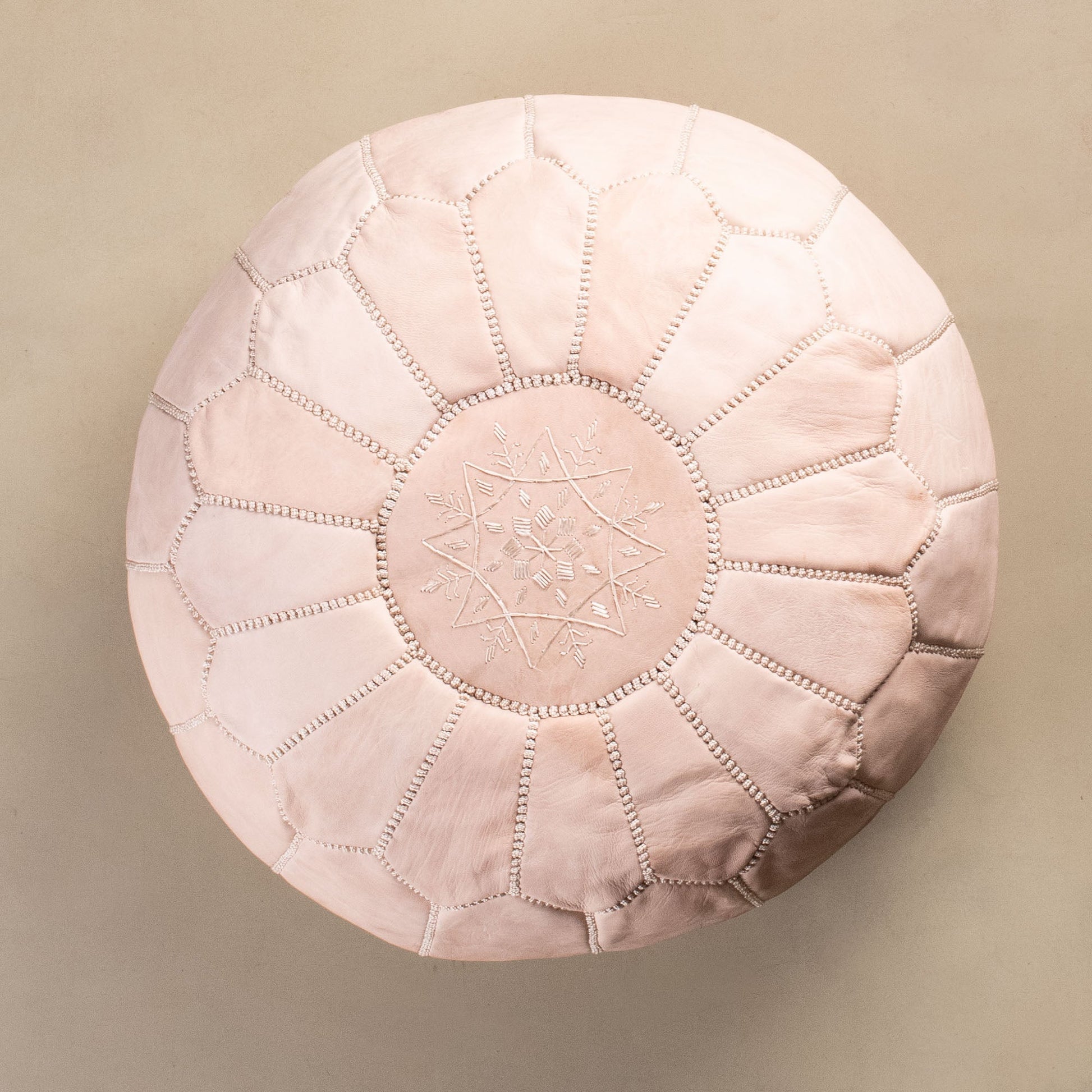 Authentic Moroccan Leather Pouf - Nude - Urbann-Vibe