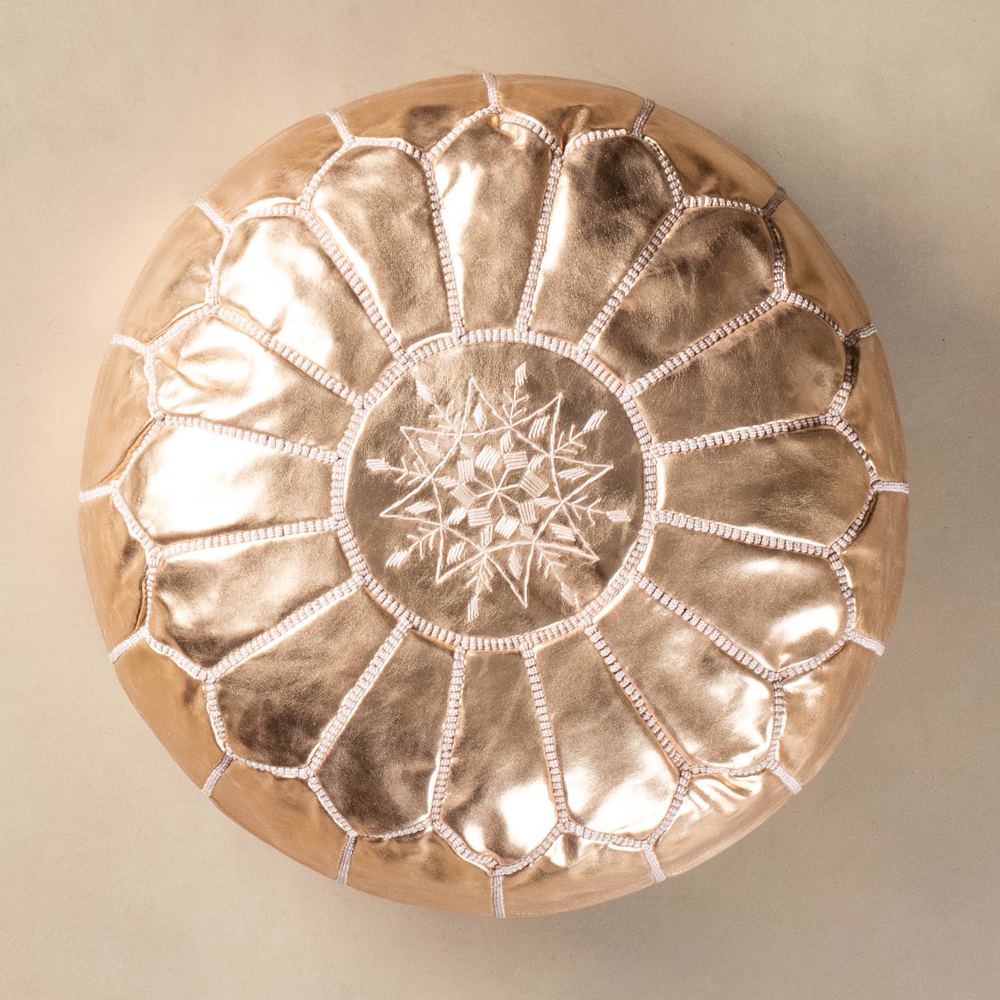 Authentic Moroccan Leather Pouf - Gold - Urbann-Vibe