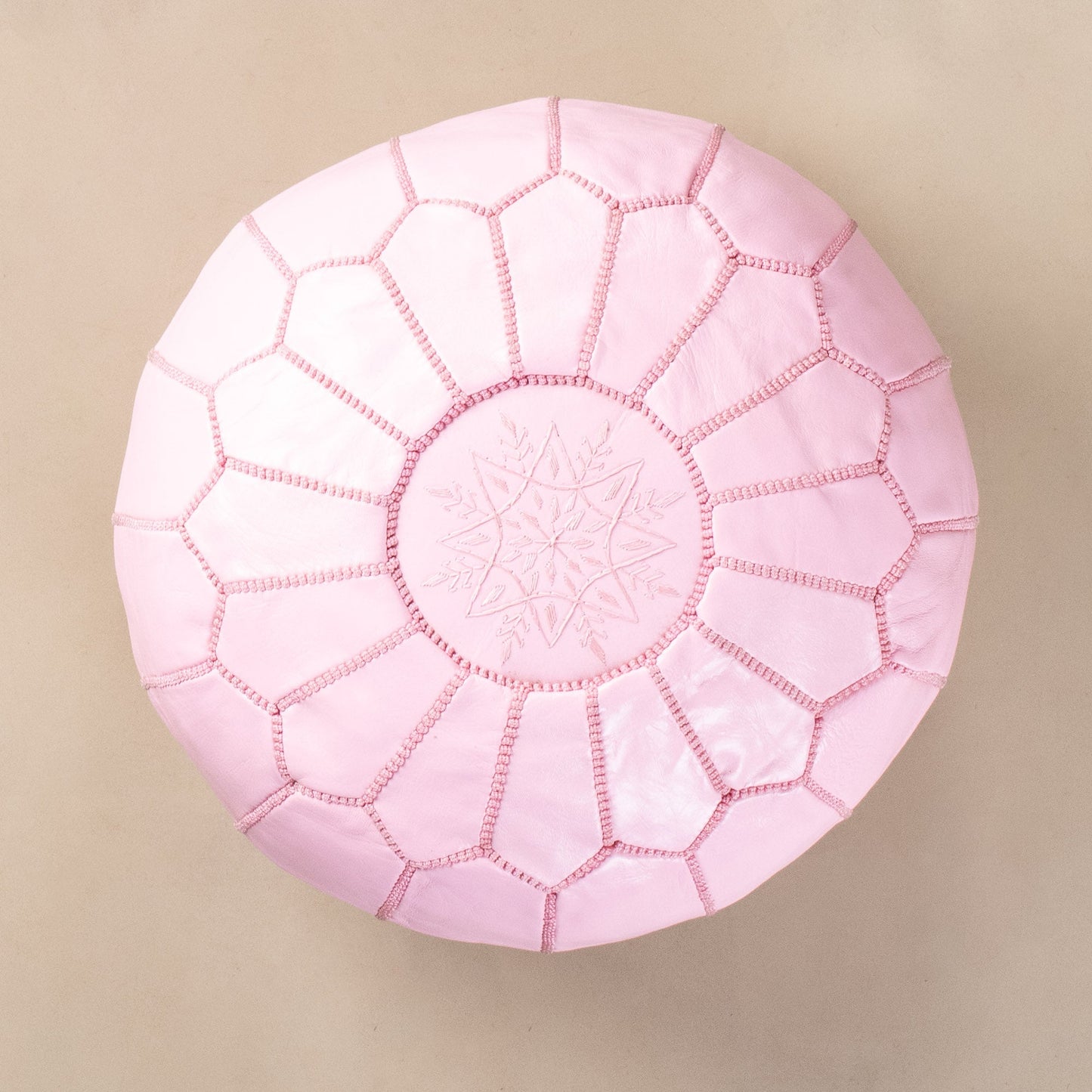 Authentic Moroccan Leather Pouf - Pink - Urbann-Vibe