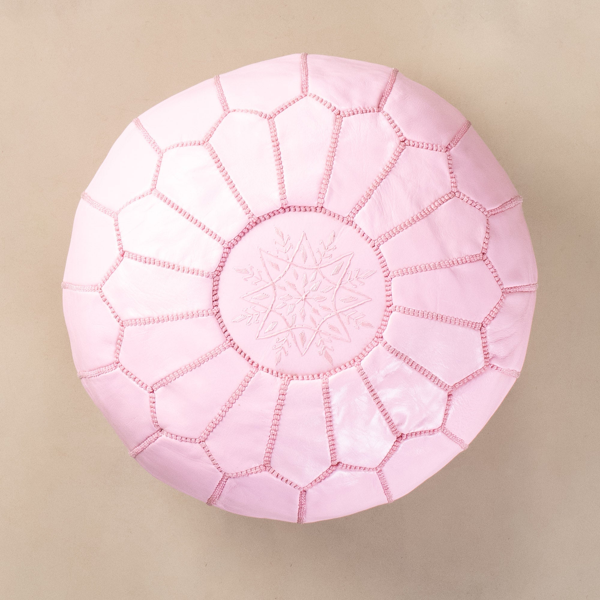 Authentic Moroccan Leather Pouf - Pink - Urbann-Vibe