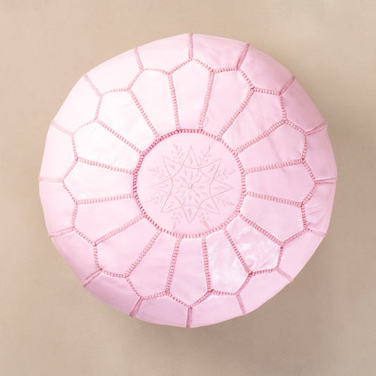Authentic Moroccan Leather Pouf - Pink - Urbann-Vibe