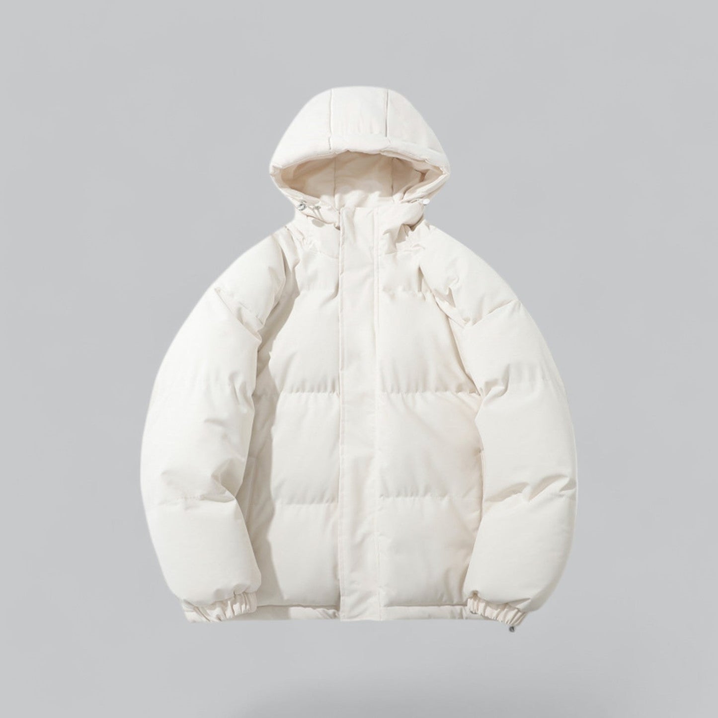Men's slim fit black puffer hooded winter jacket with insulated cold weather protection