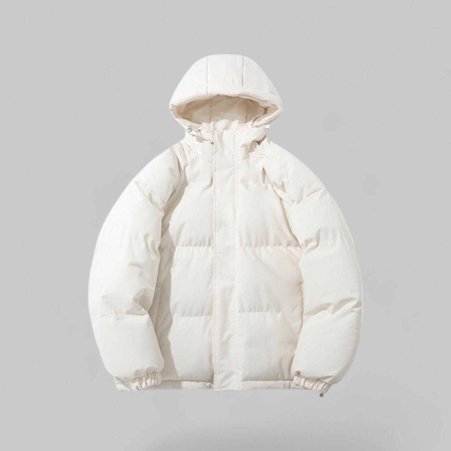Men's slim fit black puffer hooded winter jacket with insulated cold weather protection