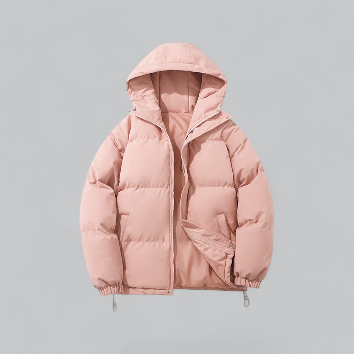 Men's slim fit black puffer hooded winter jacket with insulated warmth for cold weather