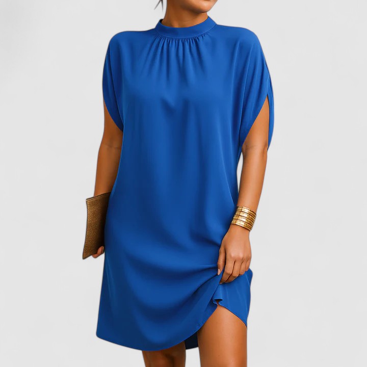 Rosie | Women's Mock Neck Batwing Split Sleeve Midi Dress