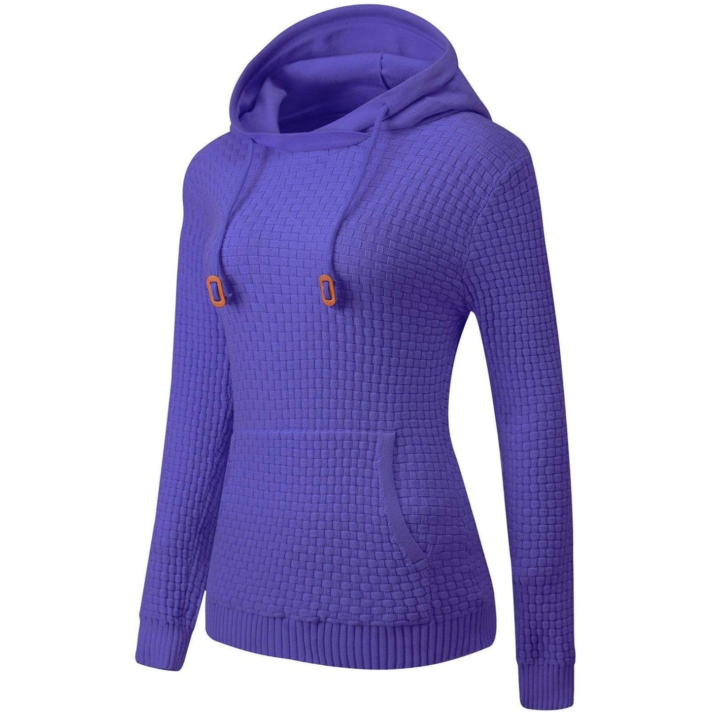 Women's textured regular fit hoodie with drawstring hood and kangaroo pocket for casual winter style