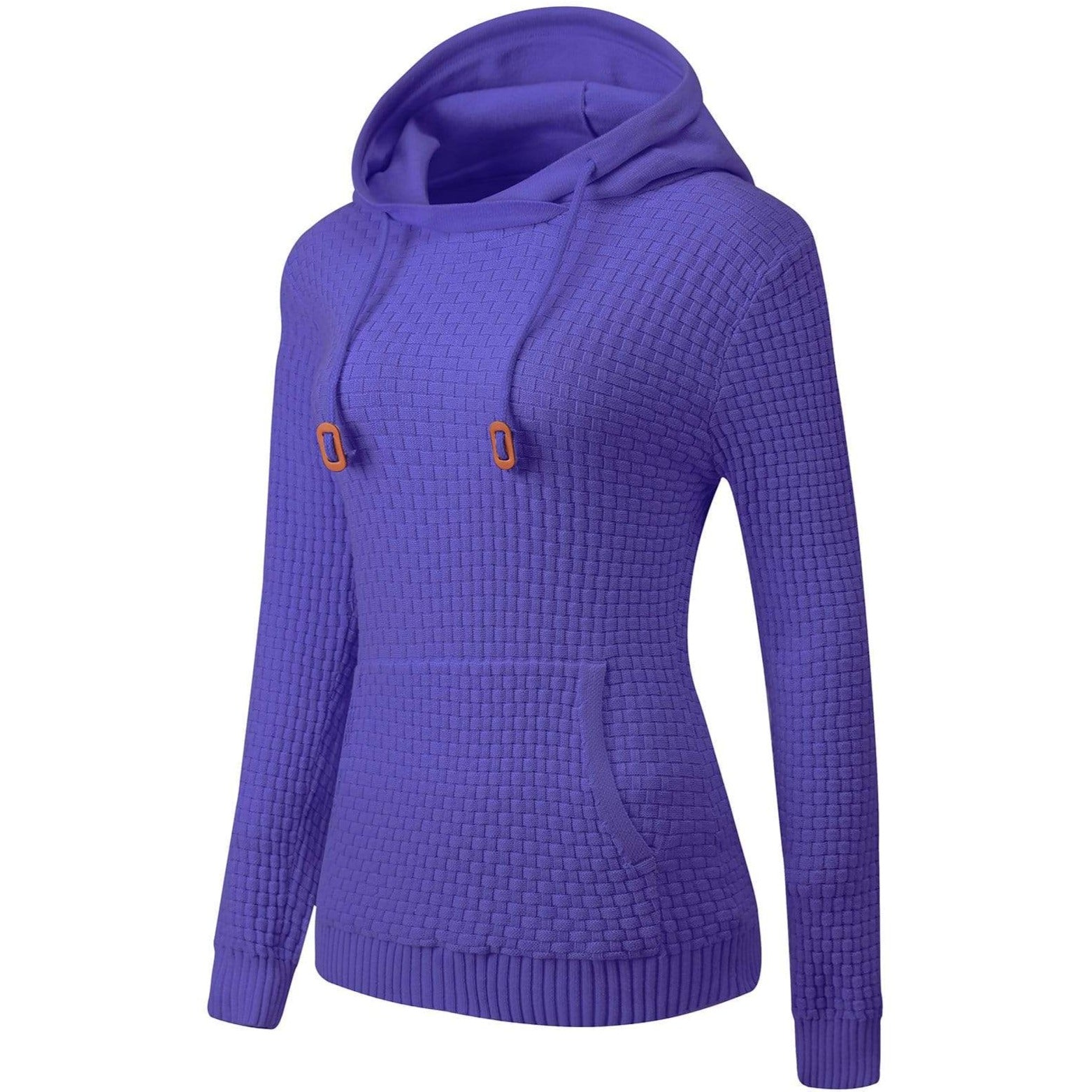Women's textured regular fit hoodie with drawstring hood and kangaroo pocket for casual winter style