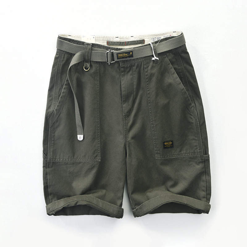 Men's khaki cargo shorts adjustable utility belt deep pockets rugged cotton urban explorer style