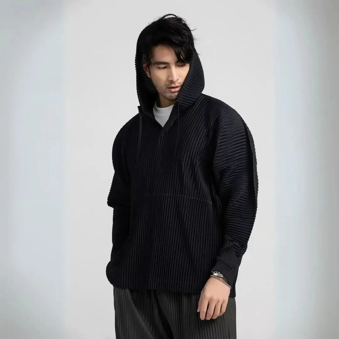 Palmer unisex loose fit pleated hoodie breathable lightweight layering comfort for everyday wear