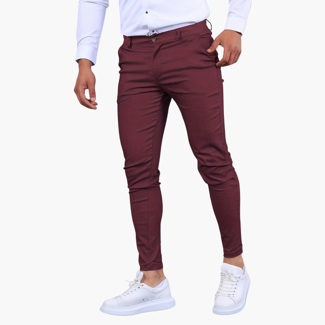 Men's slim fit chino pants ankle length slanted pockets workwear versatile daily wear