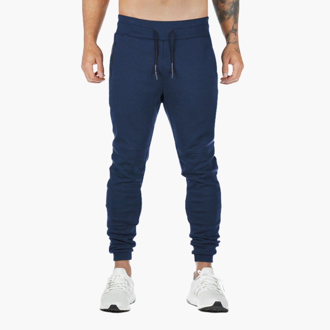Men's tapered jogger pants gray elastic drawstring waist zippered pockets athletic slim fit