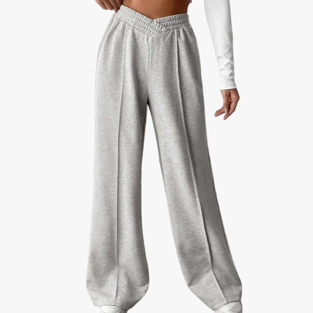 Women's wide leg sports pants elastic waistband side pockets active casual athletic fit