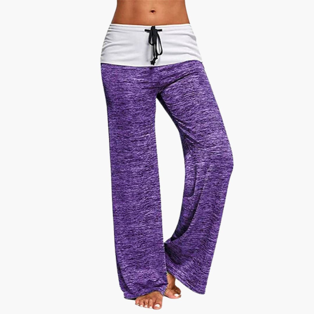 Women's wide-leg sports pants with elastic drawstring waistband, relaxed casual athletic fit