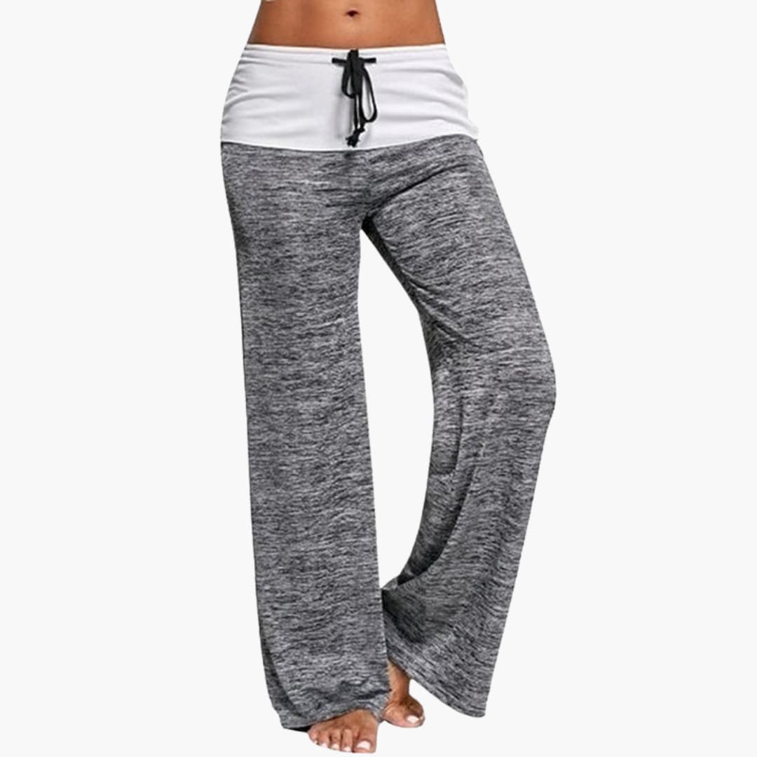 Wide-leg women's sports pants with elastic drawstring waistband, casual athletic fit