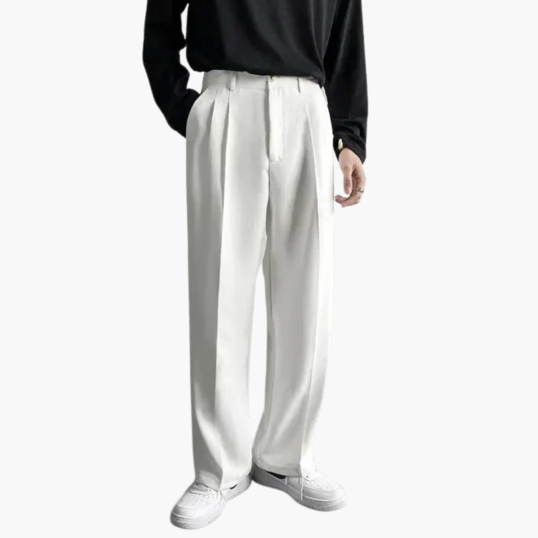 Women's wide leg pleated pants mid-rise structured drape smart-casual polished silhouette all-day comfort