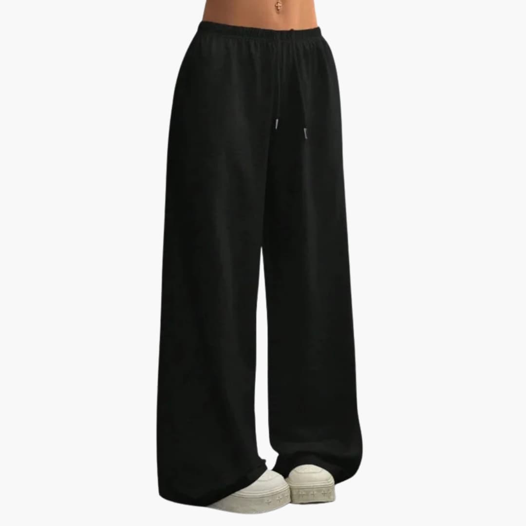 Women's loose fit wide leg pants with elastic waist, casual everyday style in relaxed silhouette