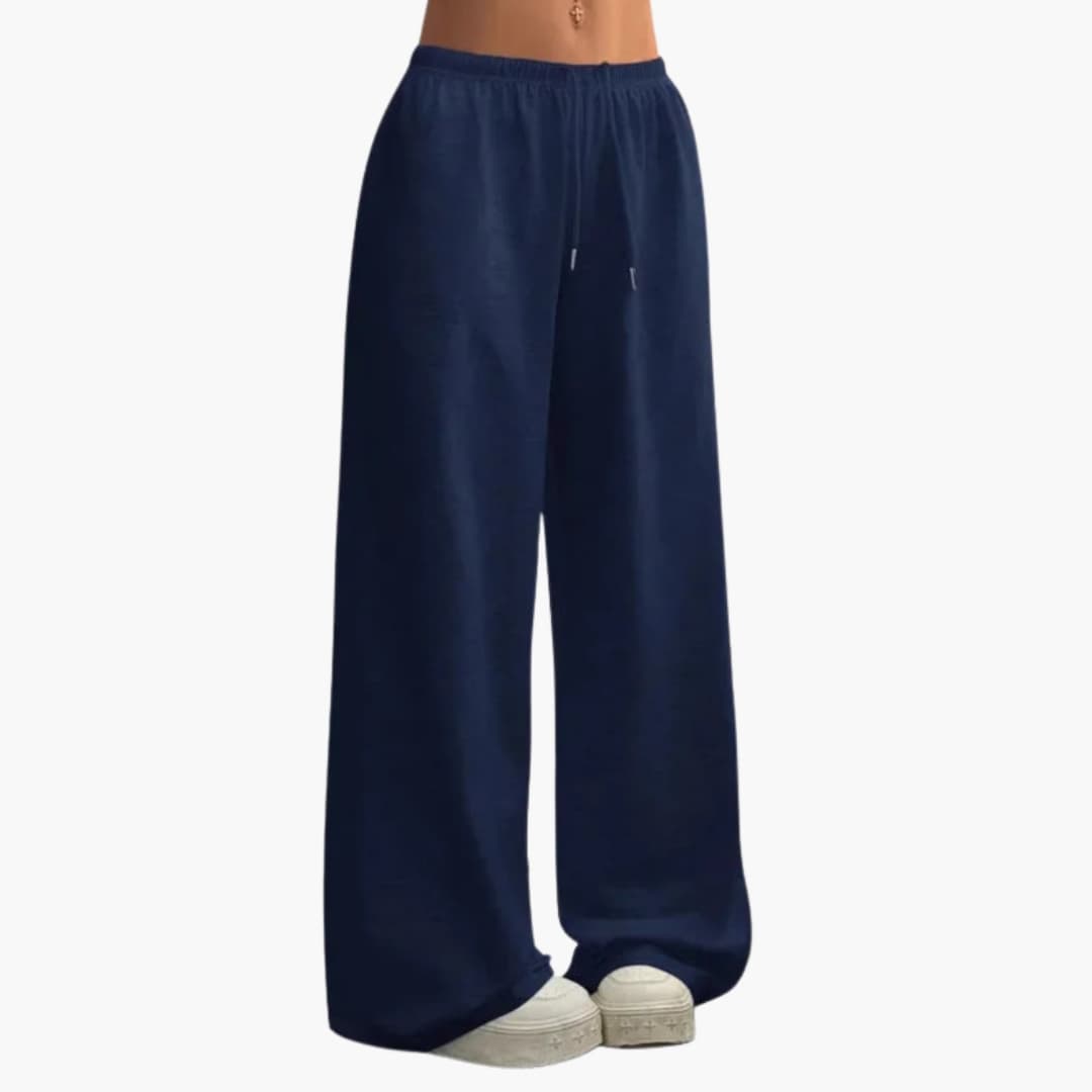 Women's loose fit wide leg pants with elastic waist, casual everyday style in relaxed silhouette