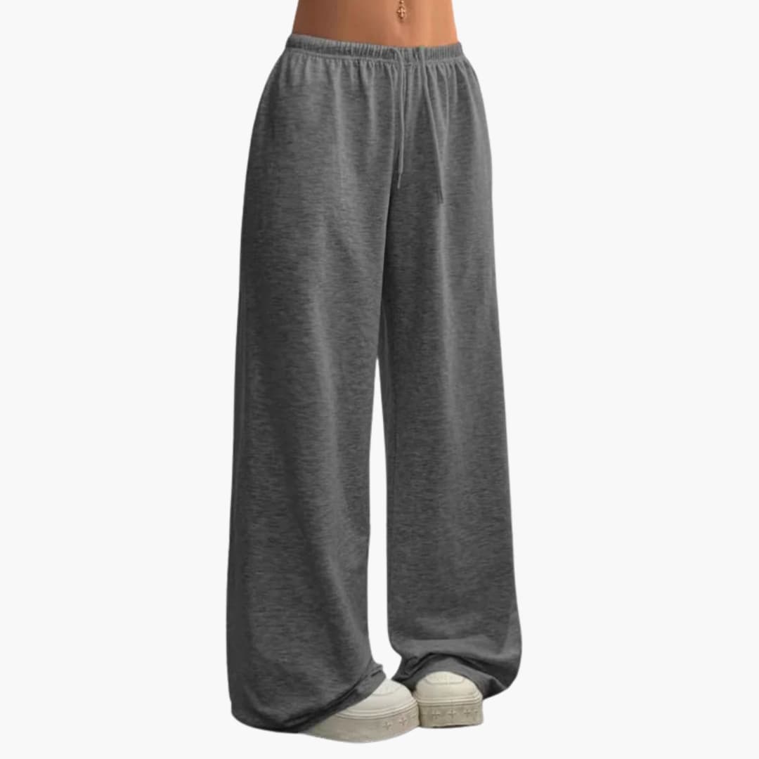 Women's loose fit wide leg pants with elastic waist, casual everyday style in relaxed silhouette