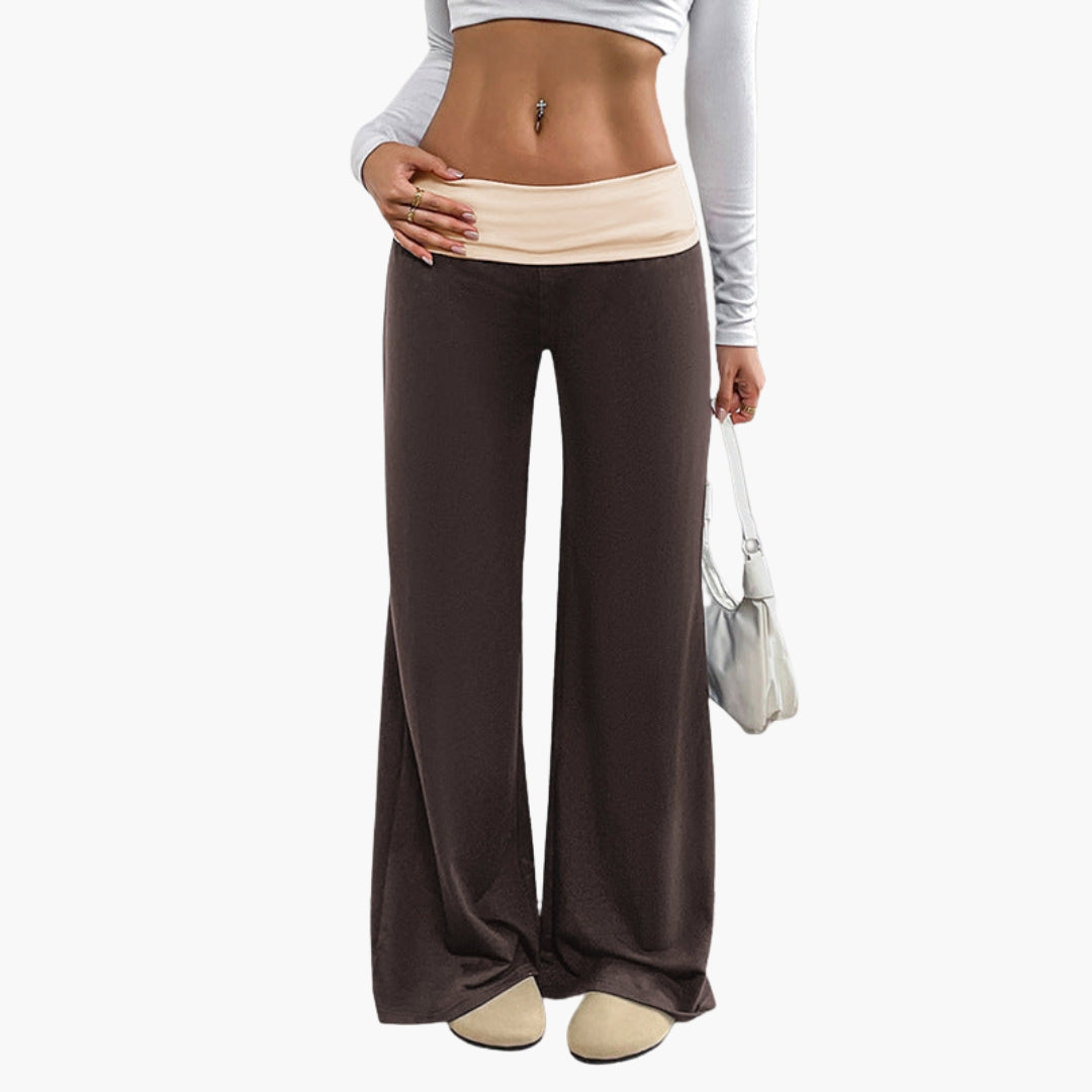 Women's wide leg pants loose fit elastic waistband comfortable relaxed silhouette everyday wear