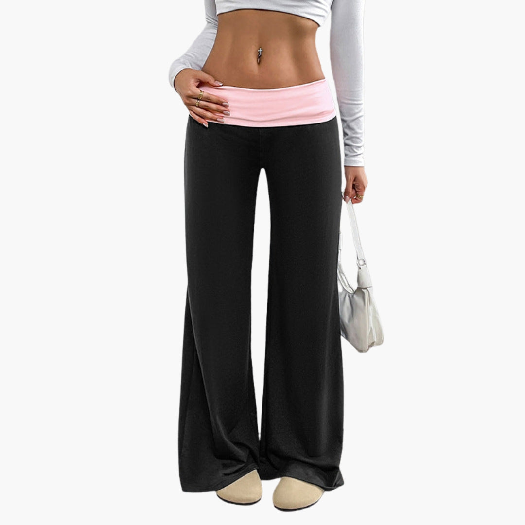 Women's wide leg pants loose fit elastic waistband comfortable relaxed silhouette everyday wear