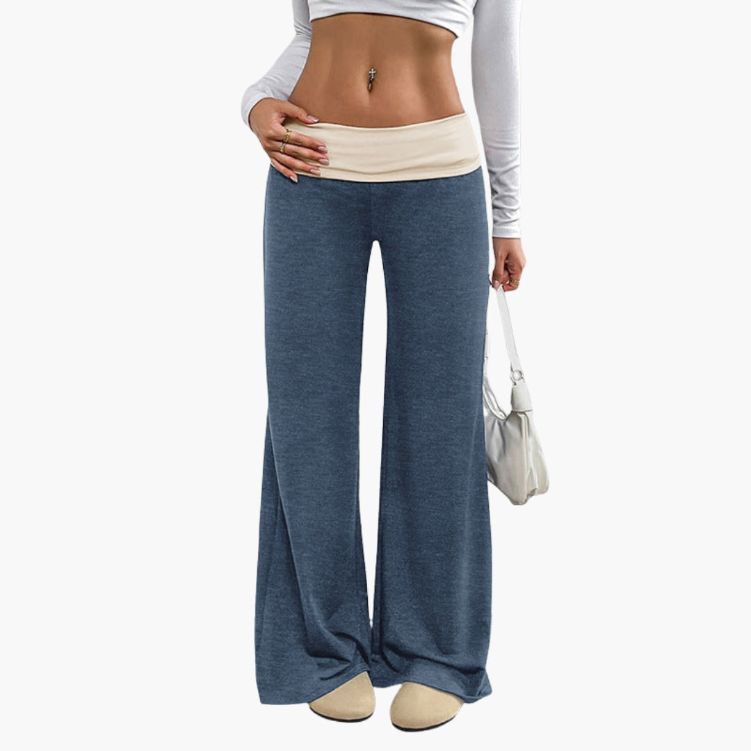 Women's wide leg pants loose fit elastic waistband comfortable relaxed silhouette everyday wear