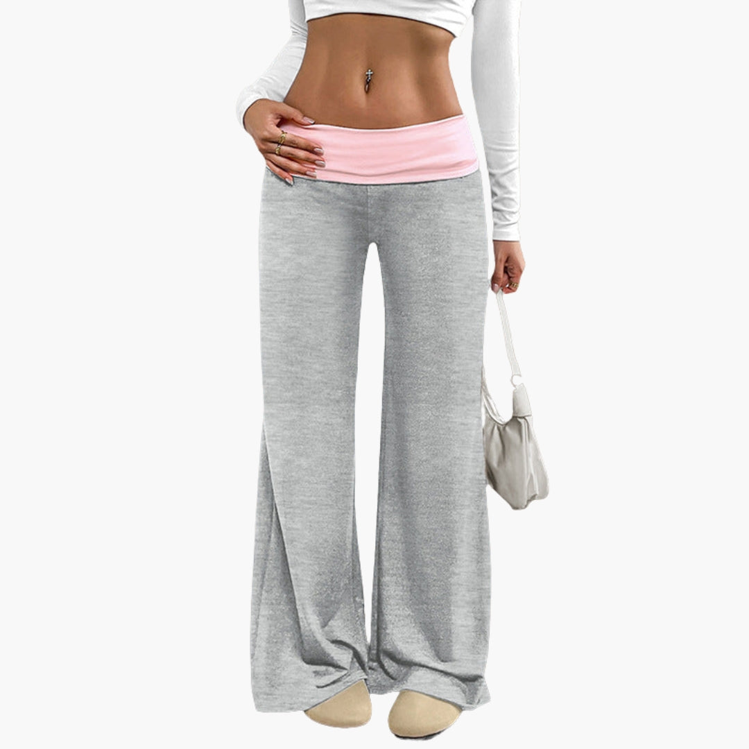 Women's wide leg pants loose fit elastic waistband comfortable relaxed silhouette everyday wear