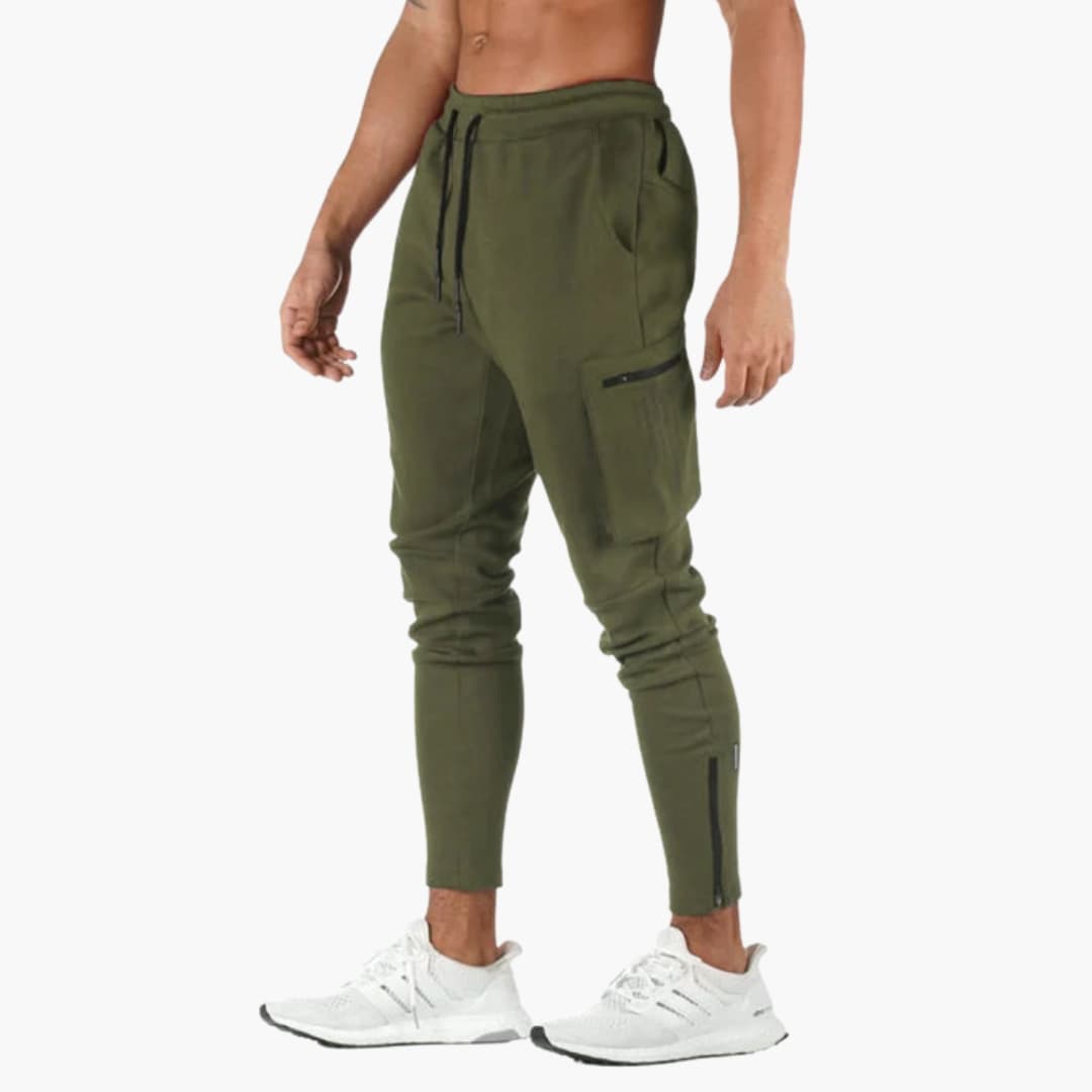 Men's tapered pants elastic drawstring waist side pockets everyday comfort versatile slim silhouette