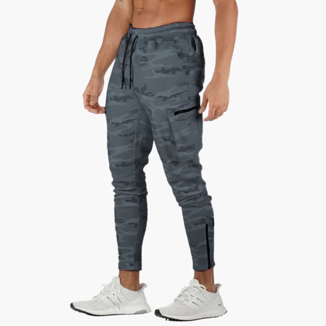 Tapered men's pants with elastic drawstring waist, side pockets, slim fit for everyday comfort