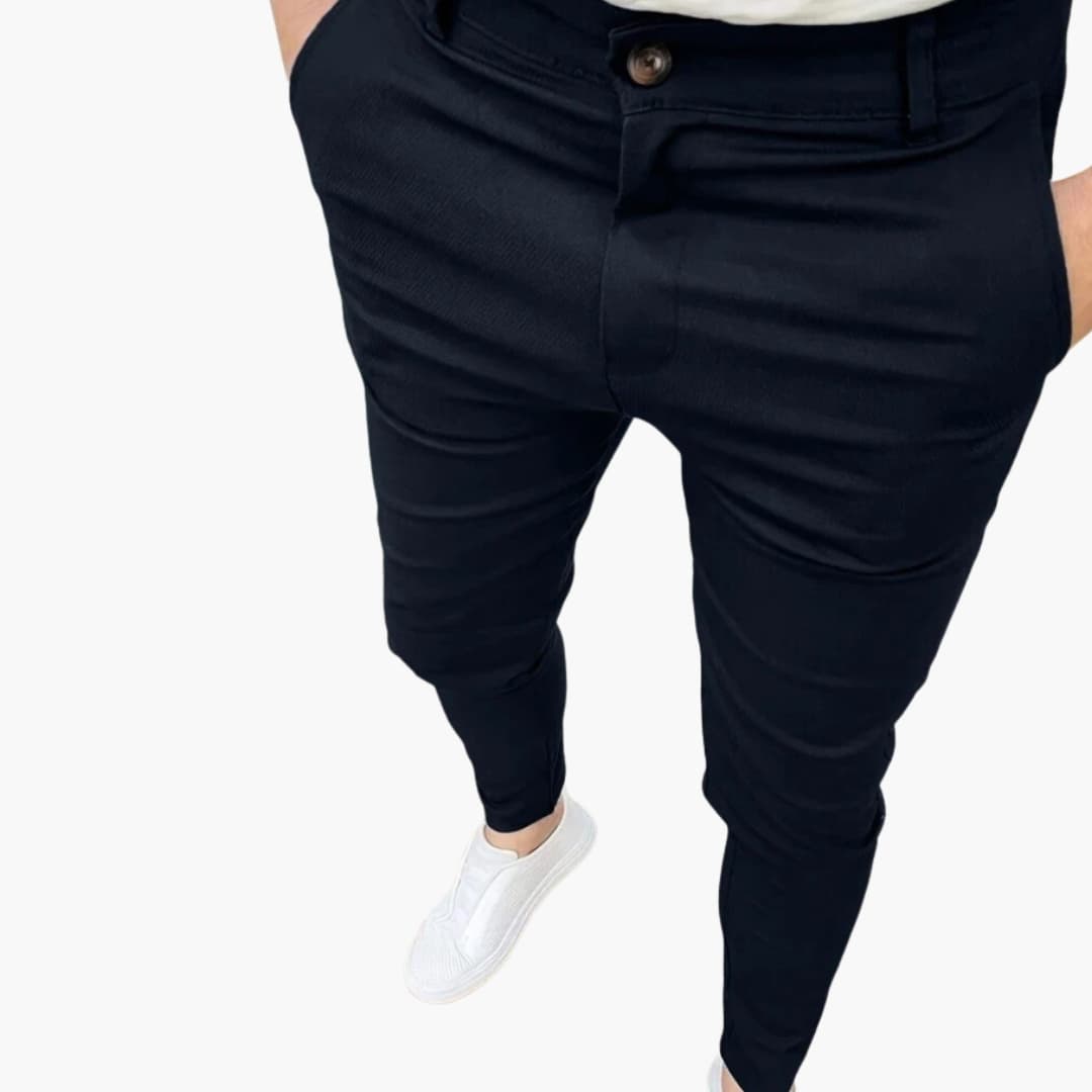 Men's straight-leg dress pants with elastic waist, tailored business fit in classic professional style