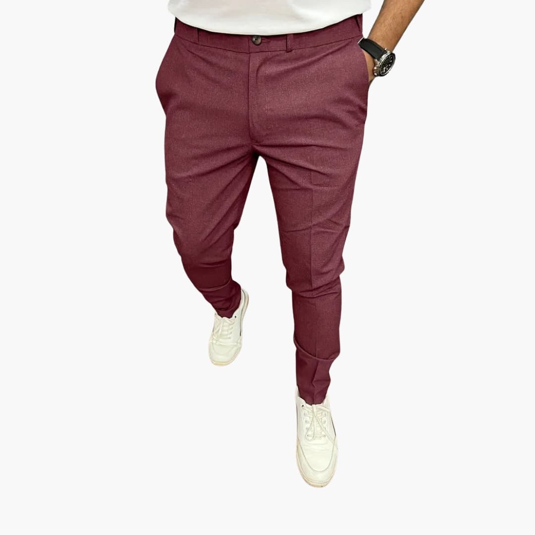 Men's straight-cut elastic waist pants with side pockets, modern casual fit for everyday wear