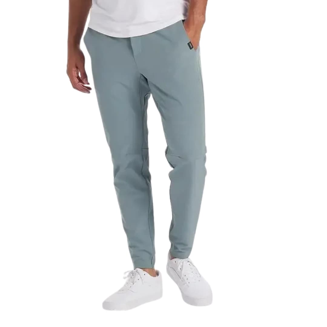 Men's high waist straight-leg stretch dress pants with open back pockets for office wear
