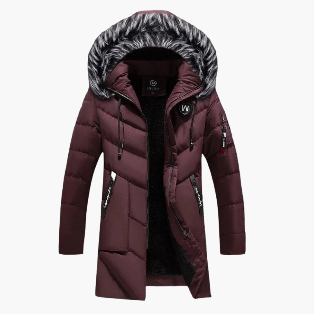 Men's quilted hooded parka with zippered pockets, streamlined cold-weather outer layer for everyday warmth