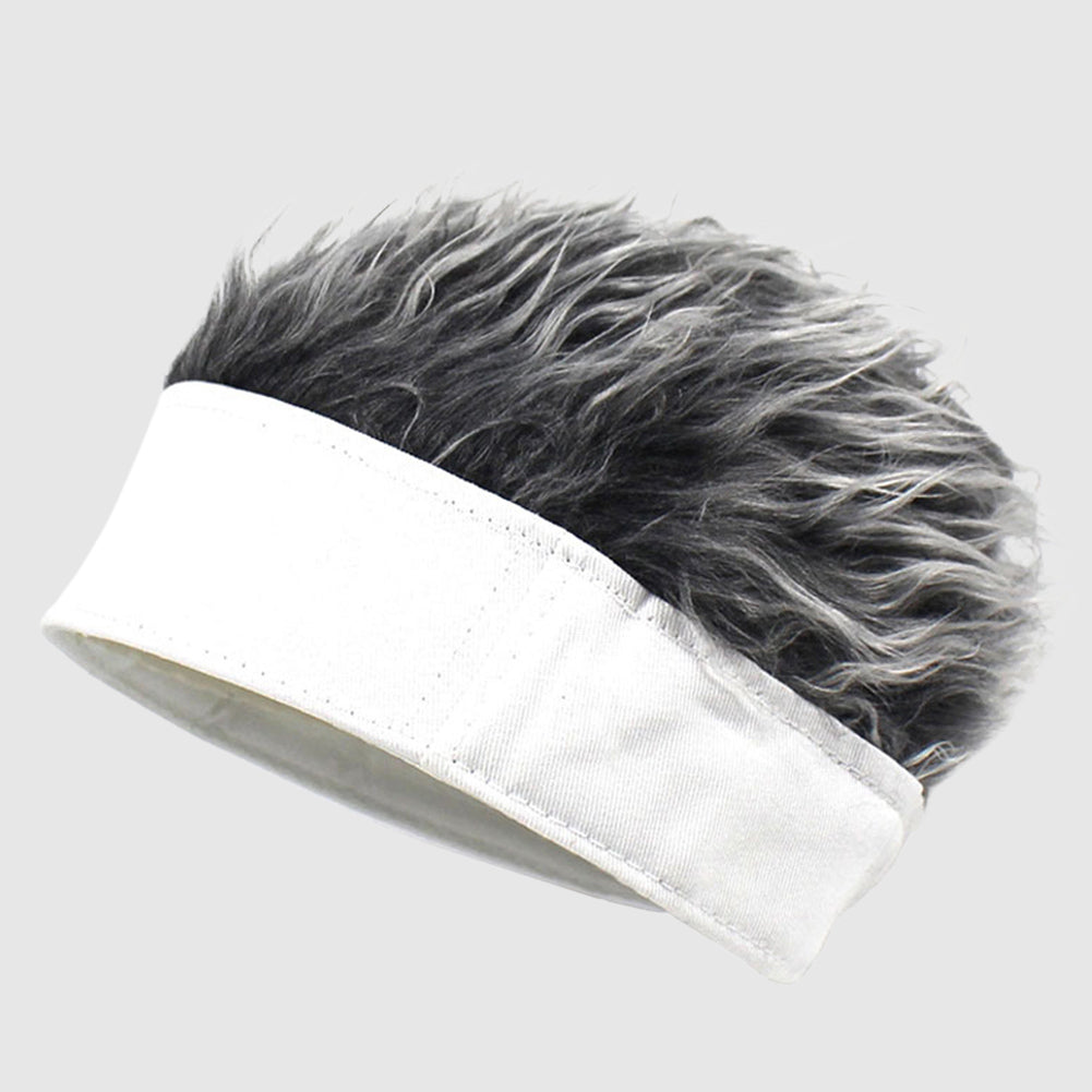 Whimsical party hat with short hair design top detail, fun festive accessory available in four colors