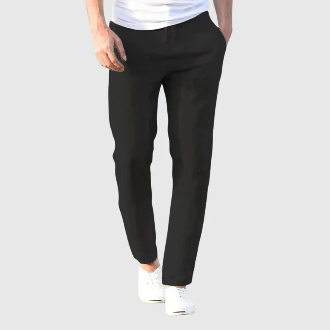 Paul linen-blend relaxed pants lightweight breathable trousers with adjustable drawstring waist