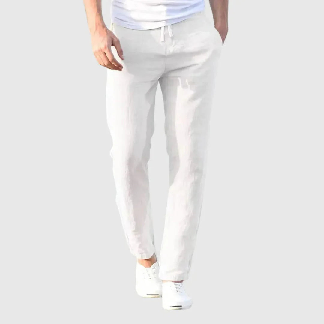 Paul linen-blend relaxed pants lightweight breathable trousers with adjustable drawstring waist