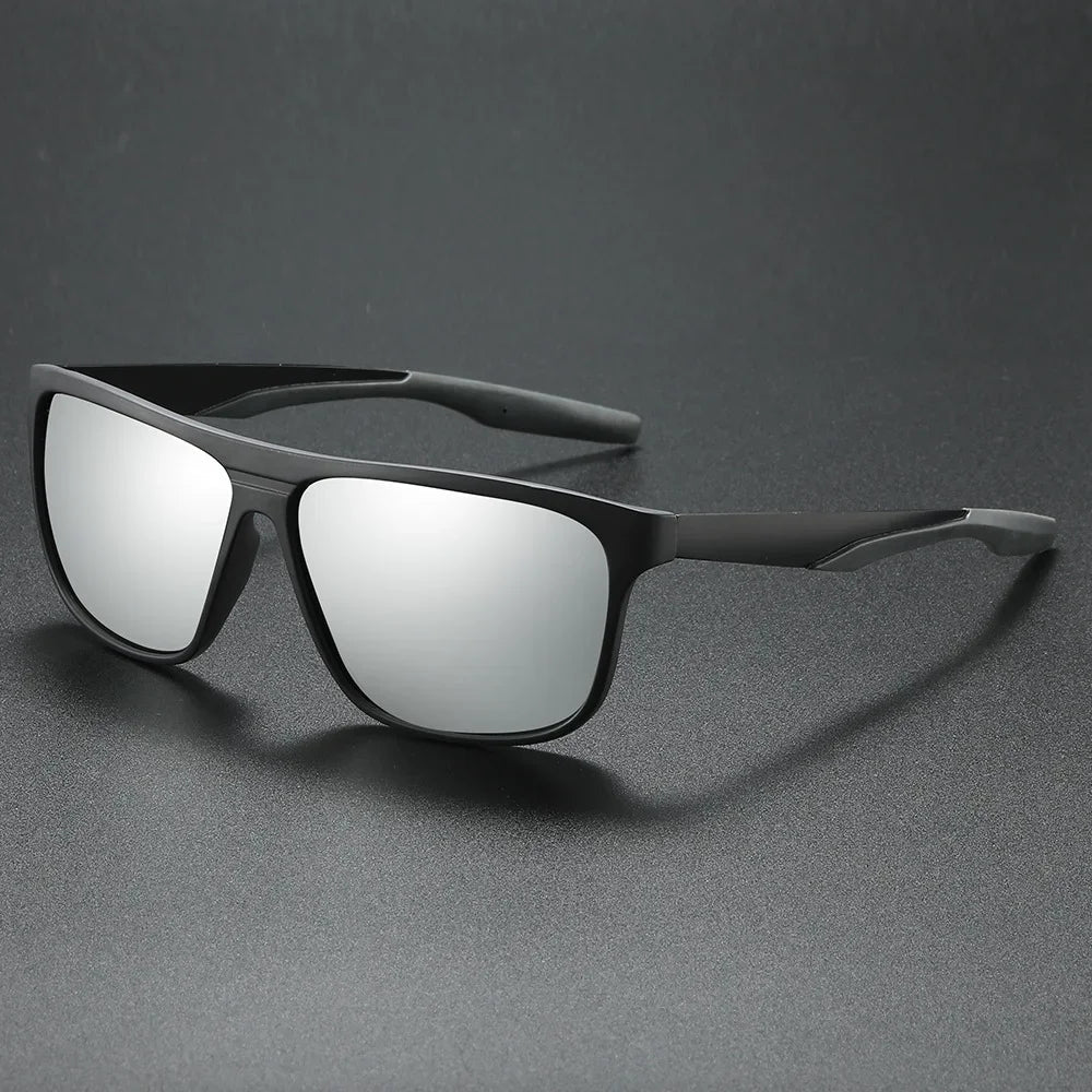Phantom Edge matte-black rectangular performance sunglasses with aerodynamic frame and anti-glare lenses