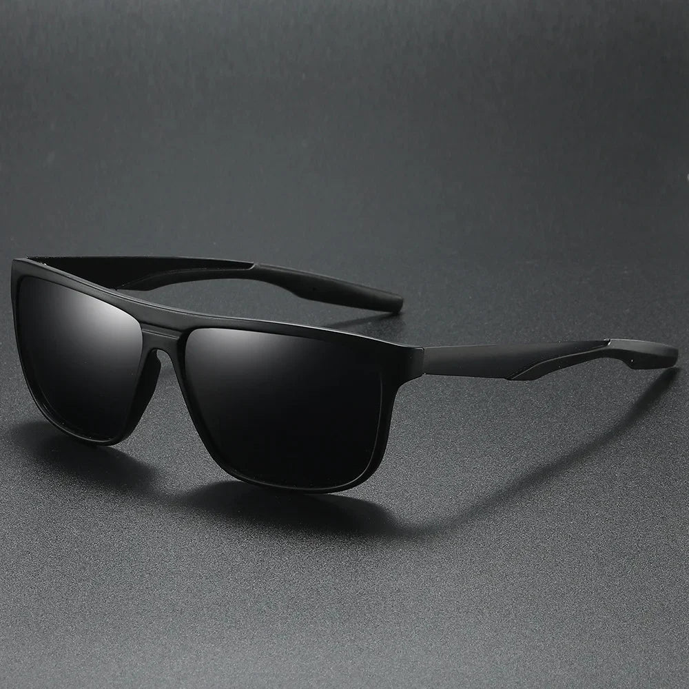 Phantom Edge matte-black rectangular performance sunglasses with aerodynamic frame and anti-glare lenses