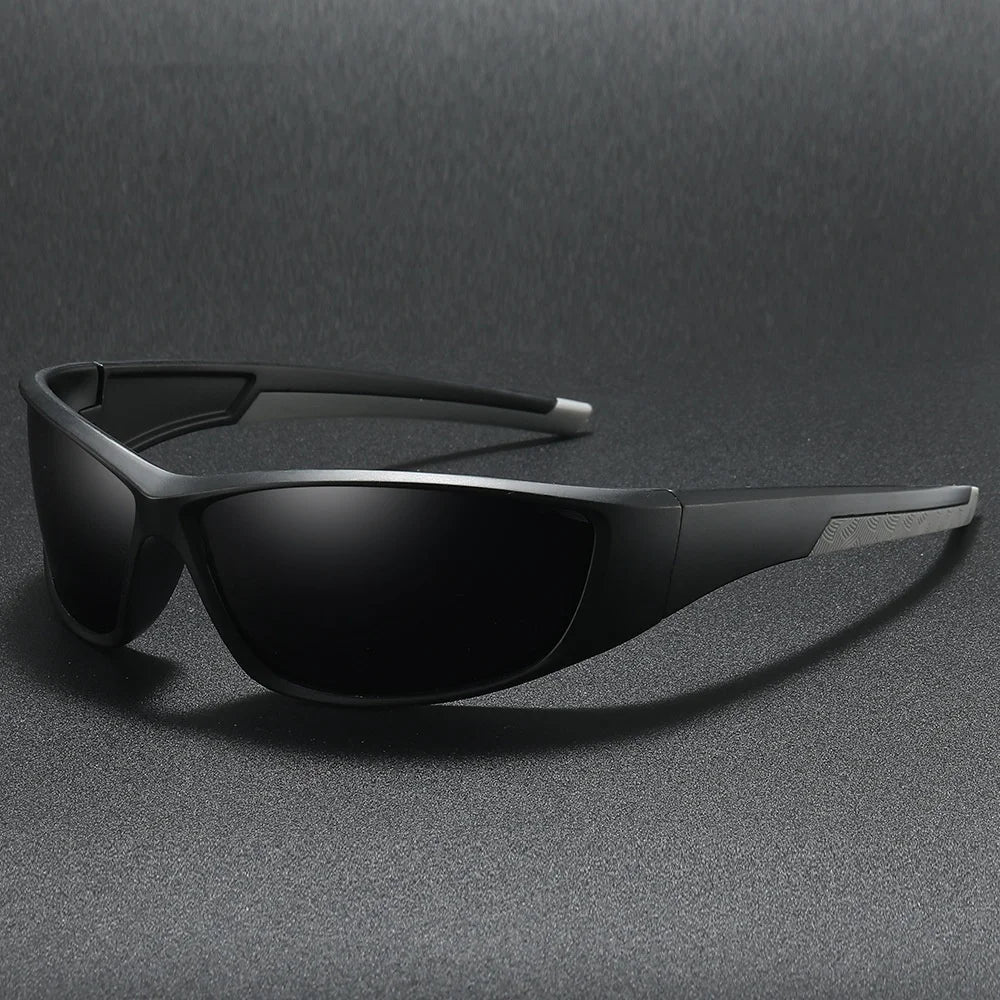 Matte black wraparound sport sunglasses with aerodynamic fit and UV protection for athletes