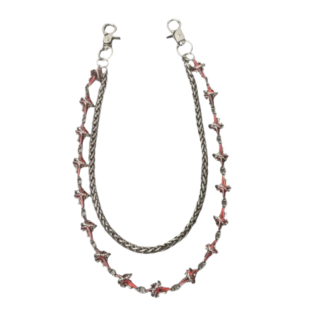 Ruby Cross Gem Wallet Chain - Urbann-Vibe