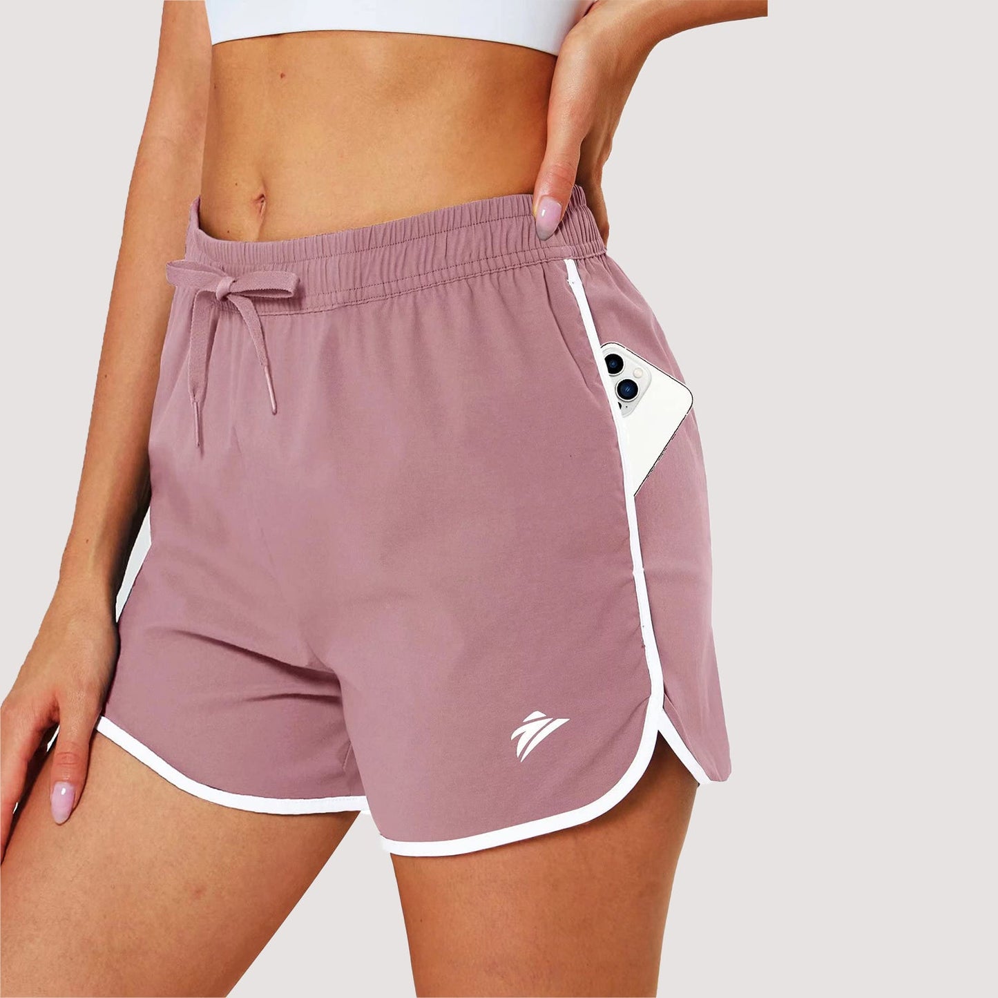 Women's black running shorts with 7-pocket design, quick-dry ripstop nylon, athletic slim fit